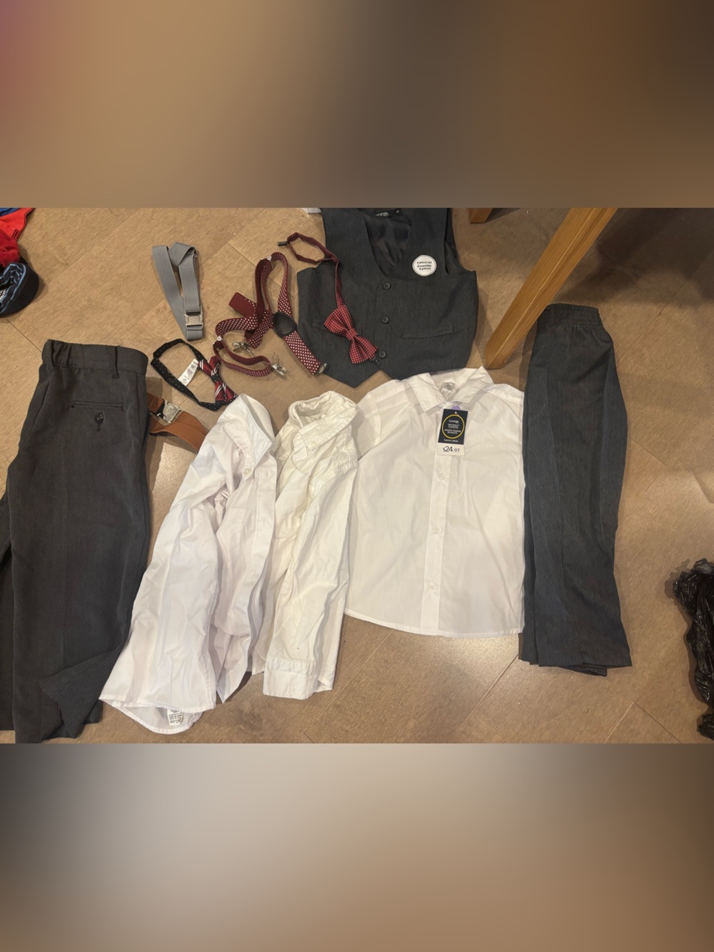 Boys Formal Shirt, Vest & Pants Set - White & Charcoal 4T